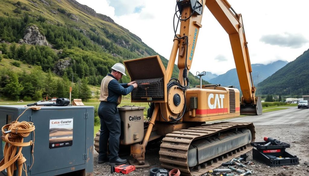 Anleggsmaskinmekaniker i arbeid