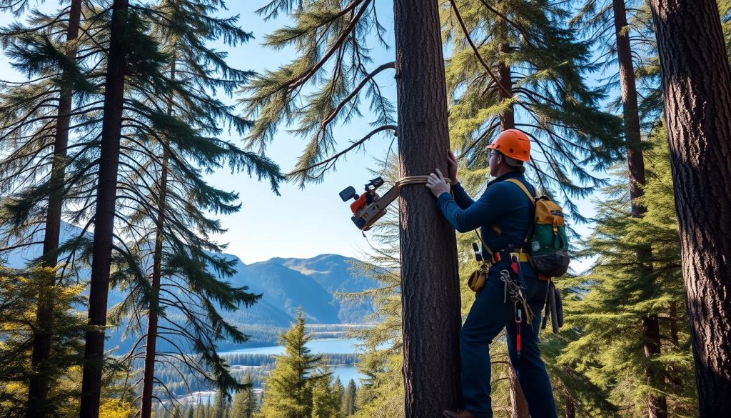 Arborist utfører trepleie