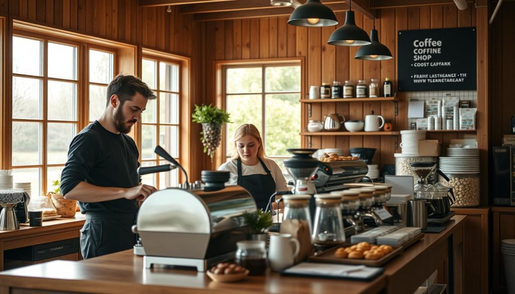 Barista samarbeider med kolleger