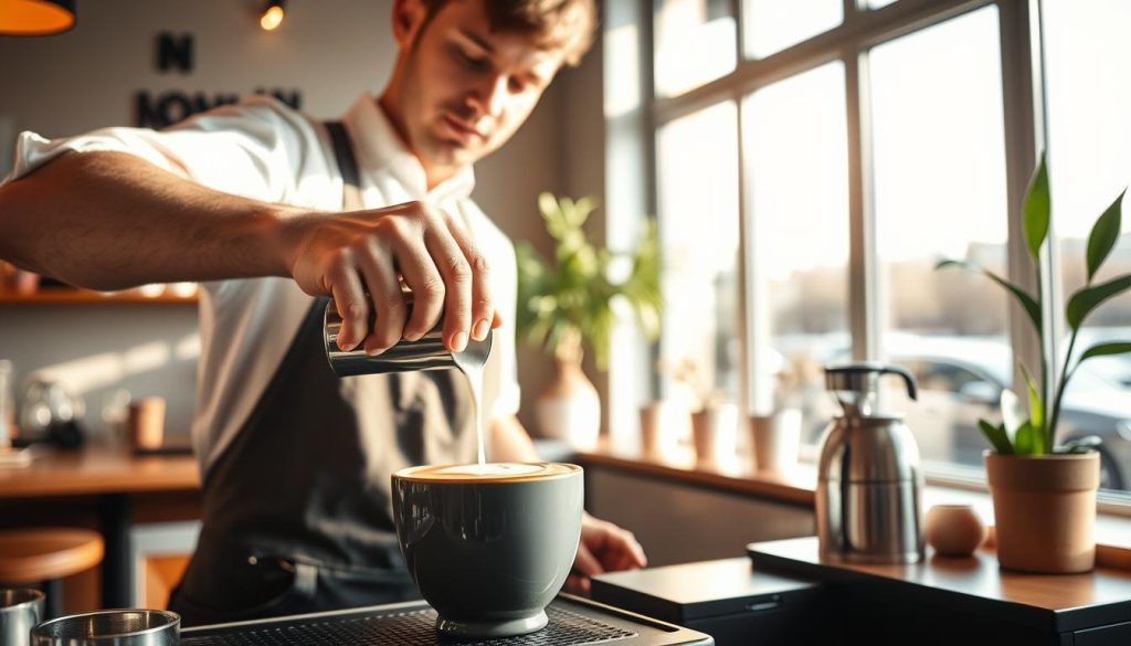 Barista utfører kaffeteknikk