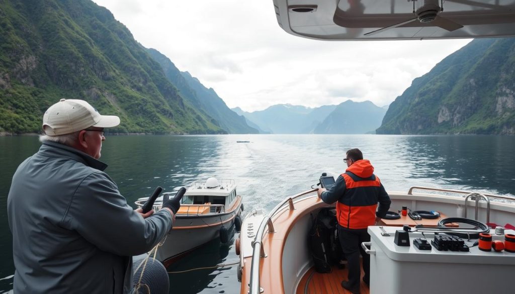 Båtfører utfører daglige rutiner