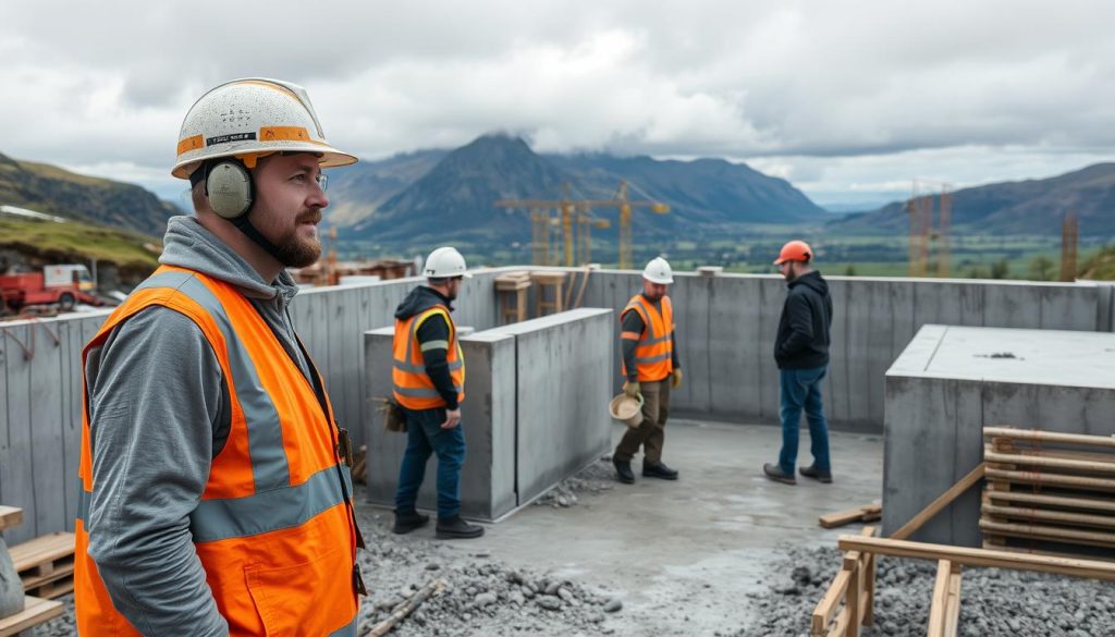 Betongfagarbeider på byggeplass