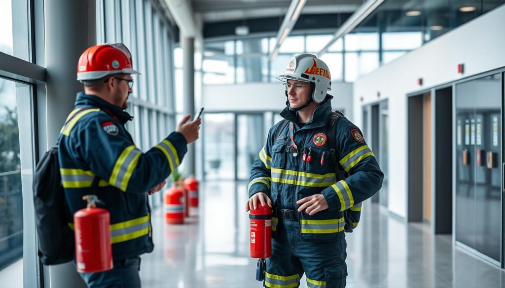 Brannvernspesialist utfører inspeksjon