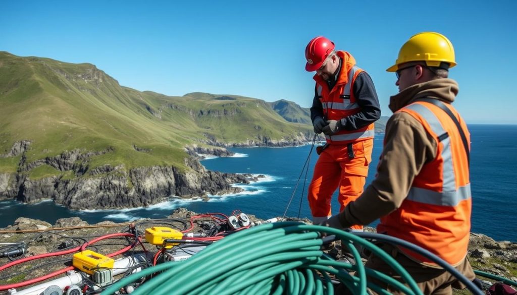 Brønnoperatør utfører kabelinstallasjon