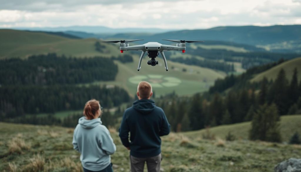 Drone-operatør utfører videokartlegging