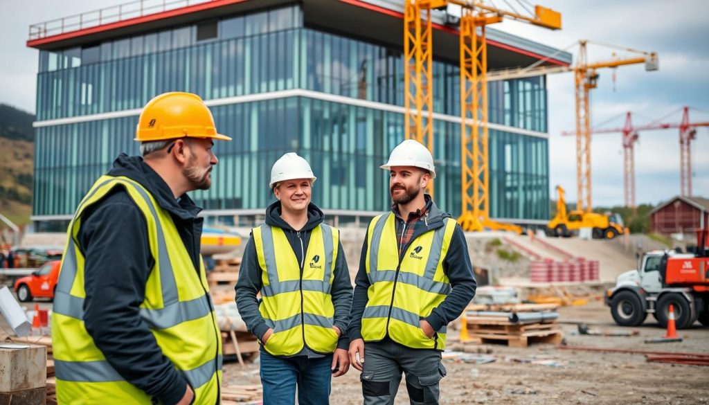 Lærling i anlegg på byggeplass