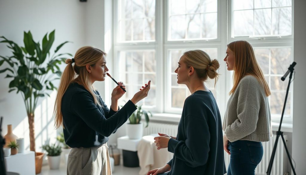 Makeup artist working