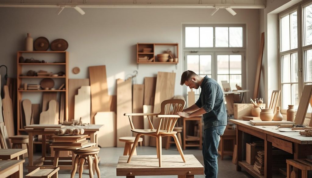 Møbelsnekker i arbeid