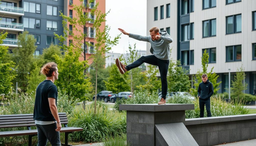 Parkour-instruktør i arbeid