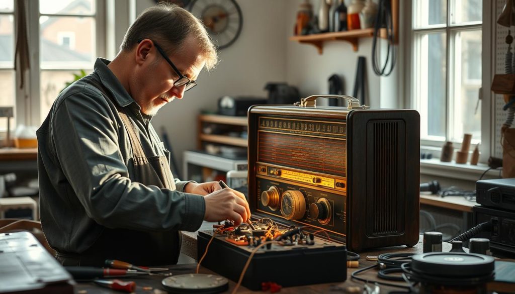 Radioelektriker i arbeid