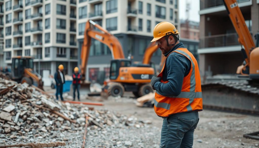 Rivearbeider på byggeplass