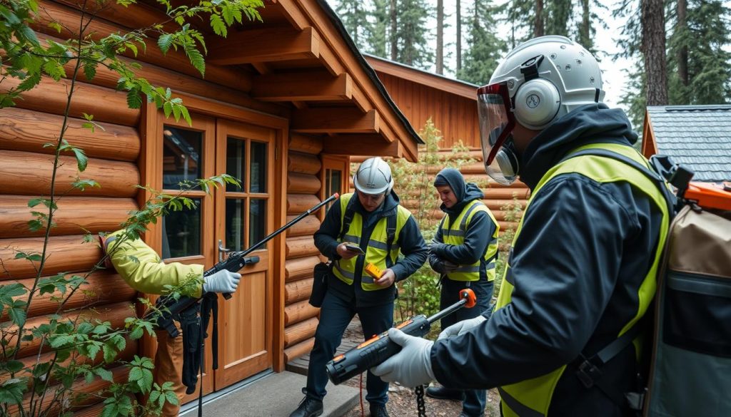 Skadedyrbekjemper i arbeid