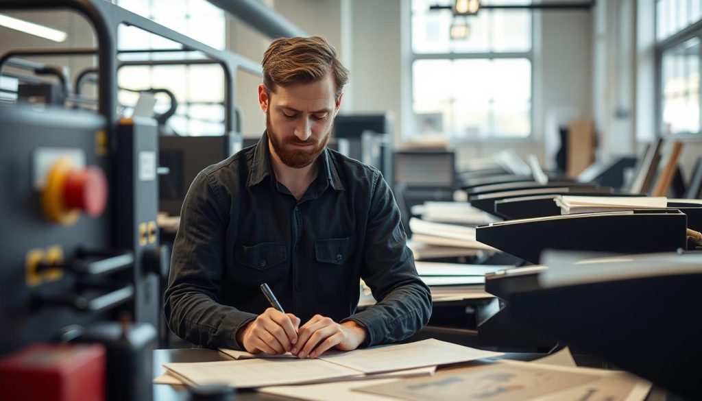 Utskriftoperatør i arbeid